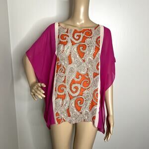 Talbots Silk Paisley Patterned Sheer Top